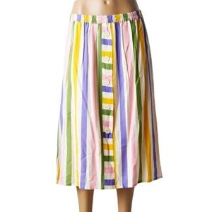 COMPAÑIA FANTASTICA striped skirt rainbow multi colour button front medium